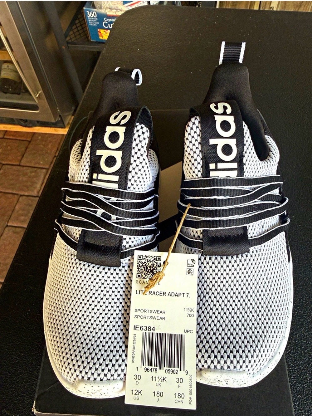 adidas Kids Lite Racer Adapt 7 Sneakers - Black & White 12K